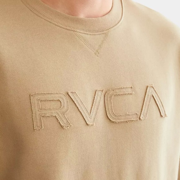 Men’s NWT RVCA Stitched Pullover Sweatshirt In Tan Size Small MSRP $70 - Picture 3 of 7